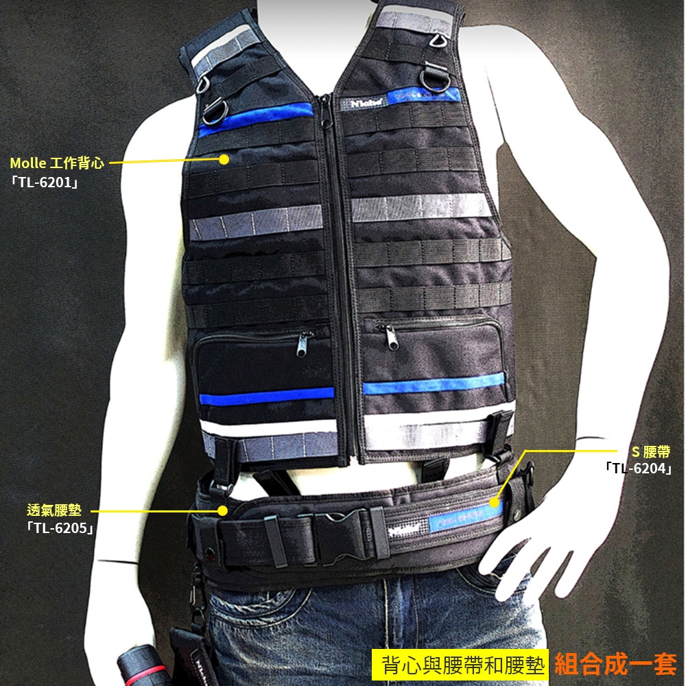【Niche 樂奇】工作腰帶 減壓腰墊組快拆式工作腰墊組 可調整工具腰帶 舒適腰墊  TL-6204+TL-6205, , large