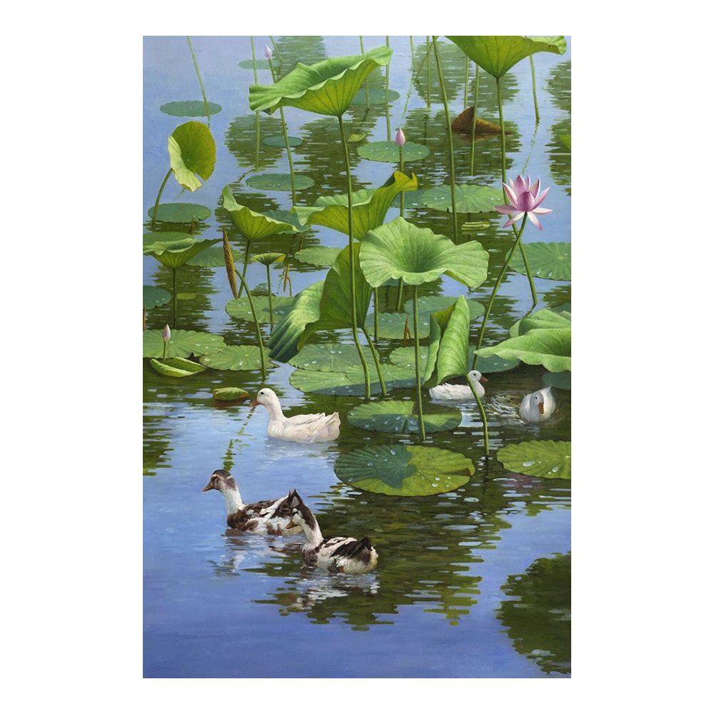 【御畫房】春水遊 國家一級畫師手繪油畫60&times;90cm(VF-27), , large
