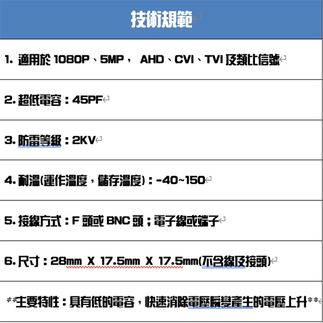 昌運監視器 絞線傳輸器 Cable網路線BNC適攝影機DVR CVI TVI AHD 10條防雷型雙絞線傳輸器（拋棄式）, , large