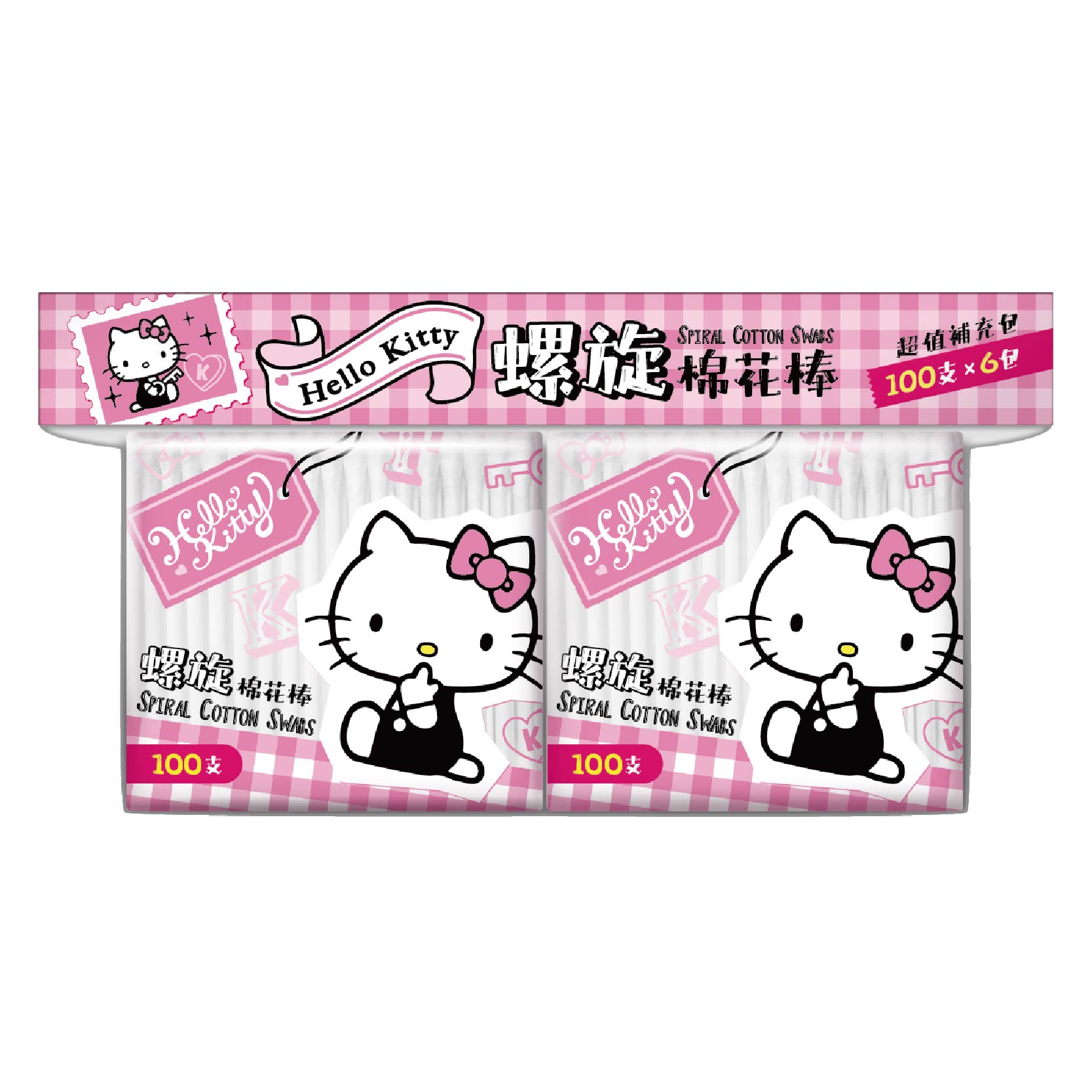 [寶富華]Hello Kitty螺旋塑軸棉花棒100支&times;6袋, , large
