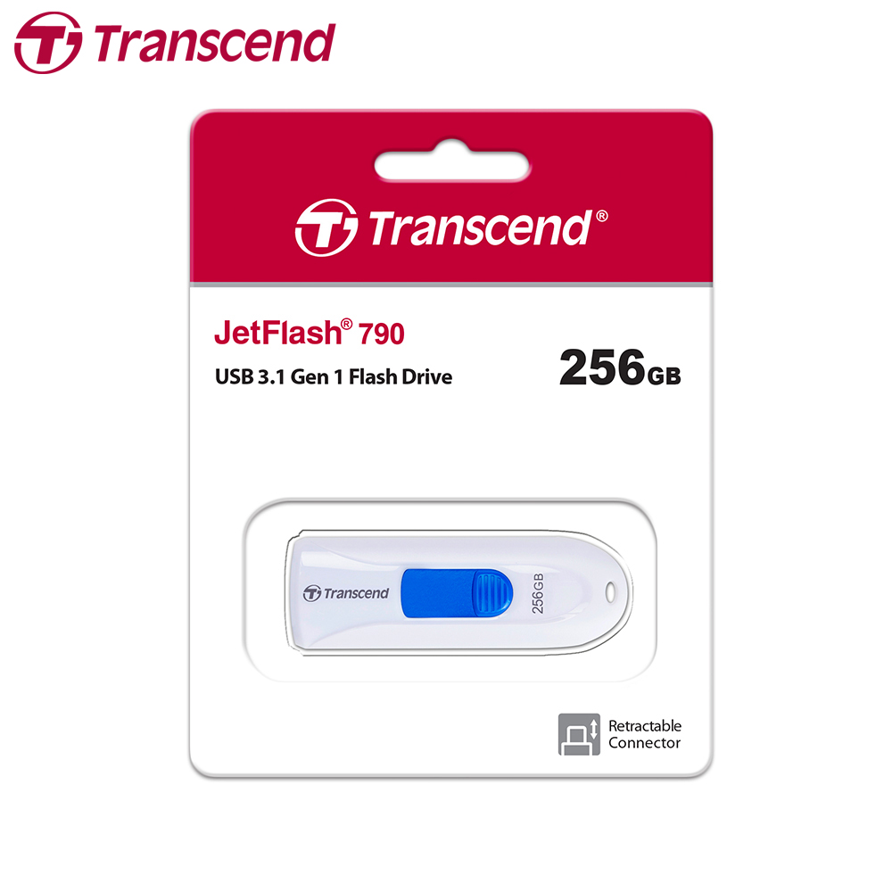 【Transcend】創見 JetFlash 790 USB 3.1 256GB 白色 高速隨身碟 保固公司貨, , large