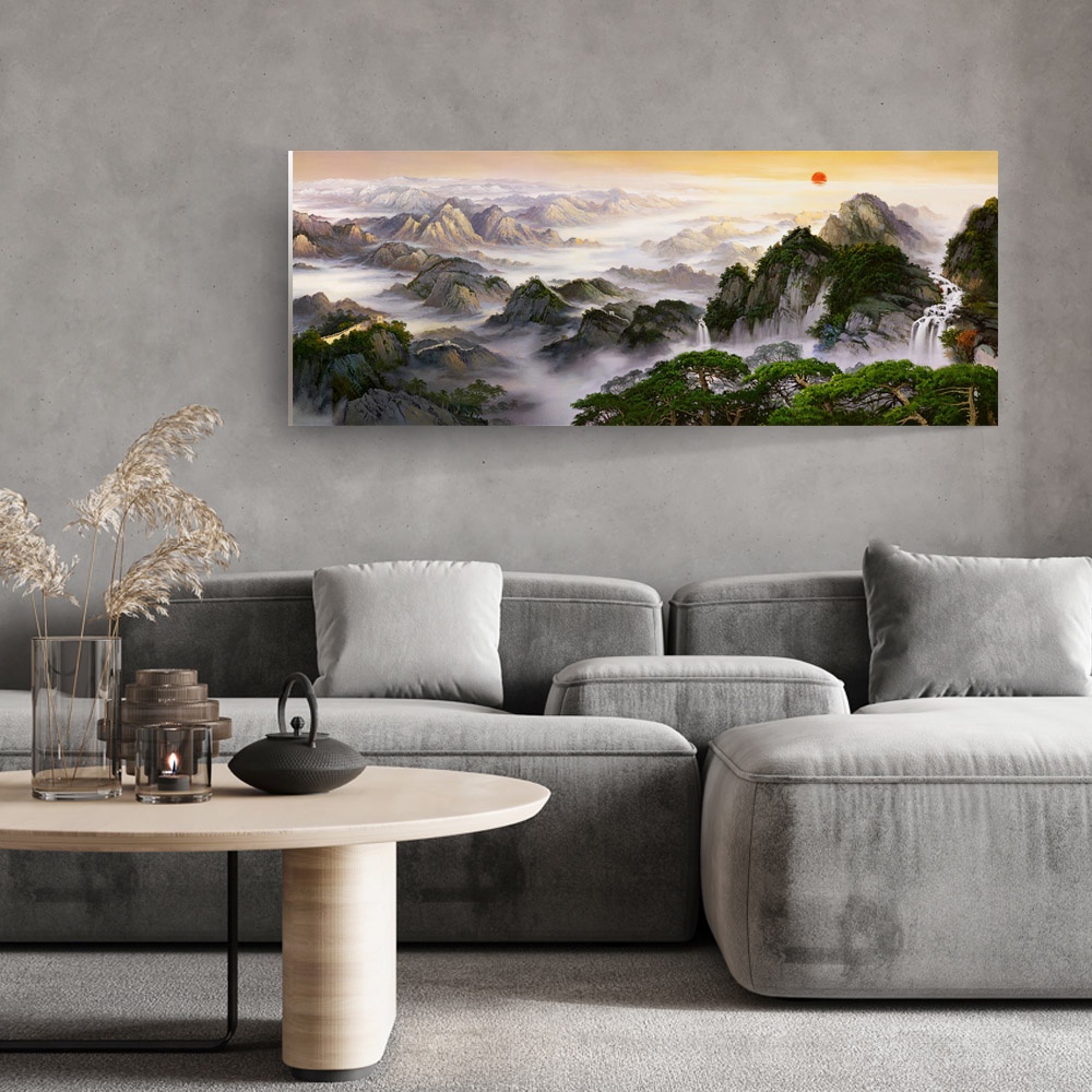 【御畫房】黃山雲海 國家一級畫師手繪油畫60&times;120cm(VF-33), , large