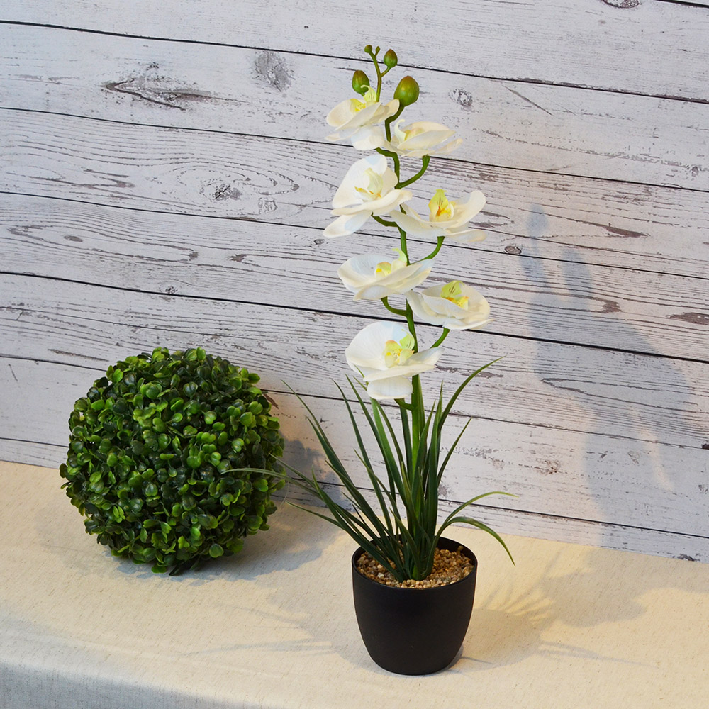 【YU Living】人造大蘭花盆 仿真蘭花盆栽 高37cm-白色, , large