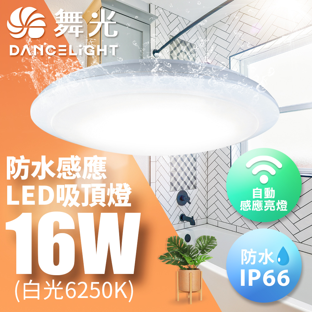 DanceLight舞光 微波感應吸頂燈 1-2坪 16W 防塵防水IP66(白光/黃光), , large