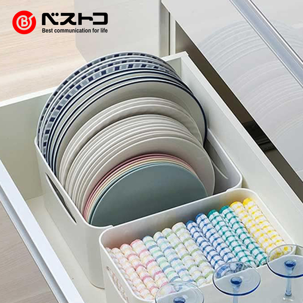 【bestco】Japan-Made Matte Minimalist-Style Large-Capacity Storage Box + Lid (Buy One Get One Free) &ndash; Warm Apricot Gray, , large