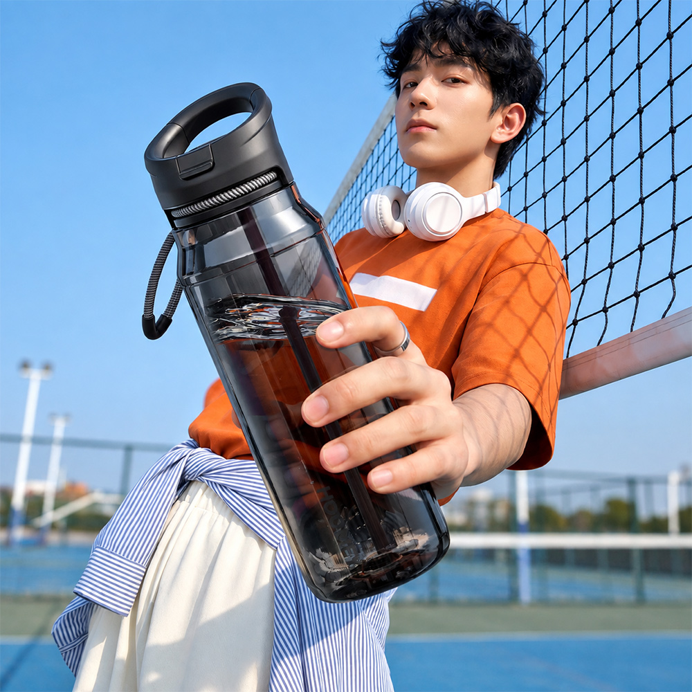 【虎米Hoomey】進口Tritan 時尚吸管杯 手提式 運動水壺750ML(附手提繩), , large