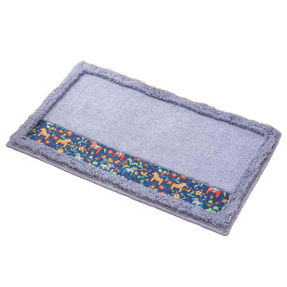 【HASHIZUME】Japan-Made Antibacterial & Deodorant Kitchen Mat 50&times;80cm &ndash; Light Gray (Nordic-Style Lucky Horse / Non-Slip Design / Machine-Washable), , large