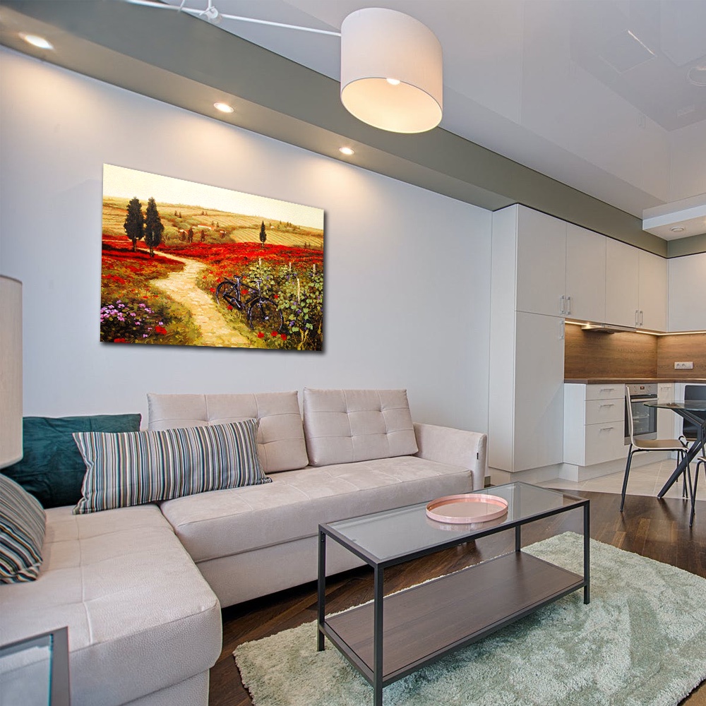 【御畫房】紅花地 國家一級畫師手繪油畫60&times;90cm(VF-06), , large