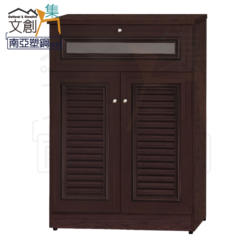 【文創集】瓦多 環保2.4尺南亞塑鋼雙門單抽鞋櫃(客約商品), , large