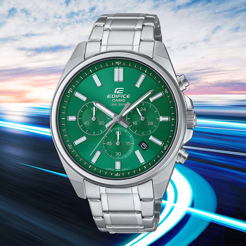 CASIO 卡西歐 EDIFICE 經典運動三眼計時手錶 EFV-650D-3A, , large
