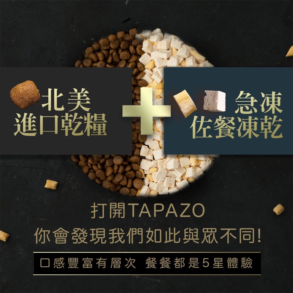 [承佳]  TAPAZO 特百滋 凍乾三重奏 無榖乾糧+凍乾 狗飼料 成犬/幼犬 凍乾 犬糧 15磅, , large