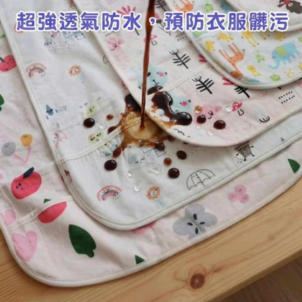 [凱美棉業] 2入 隨機出色 頂級大人純棉紗布防水圍兜 貼心設計 精緻品質 細緻印花, , large