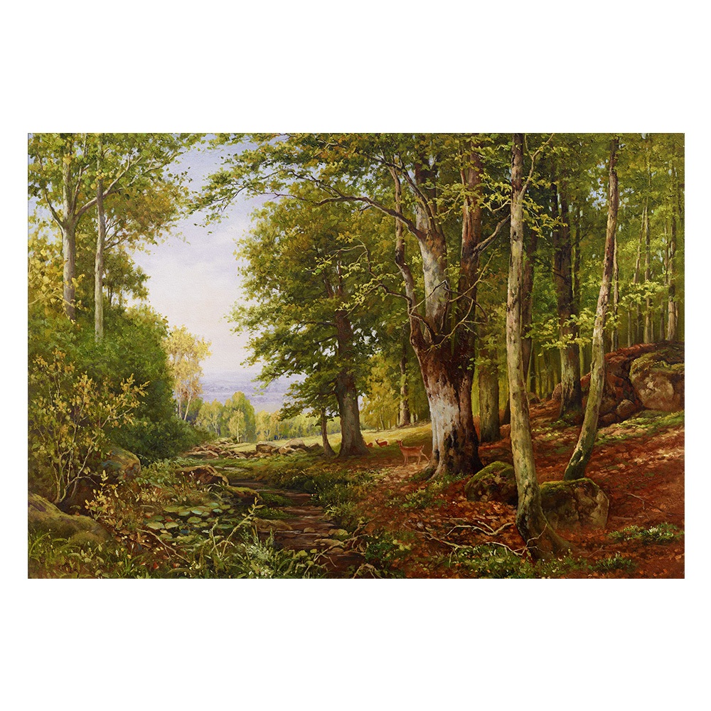 【御畫房】綠林小鹿之一 國家一級畫師手繪油畫60&times;90cm(VF-192), , large