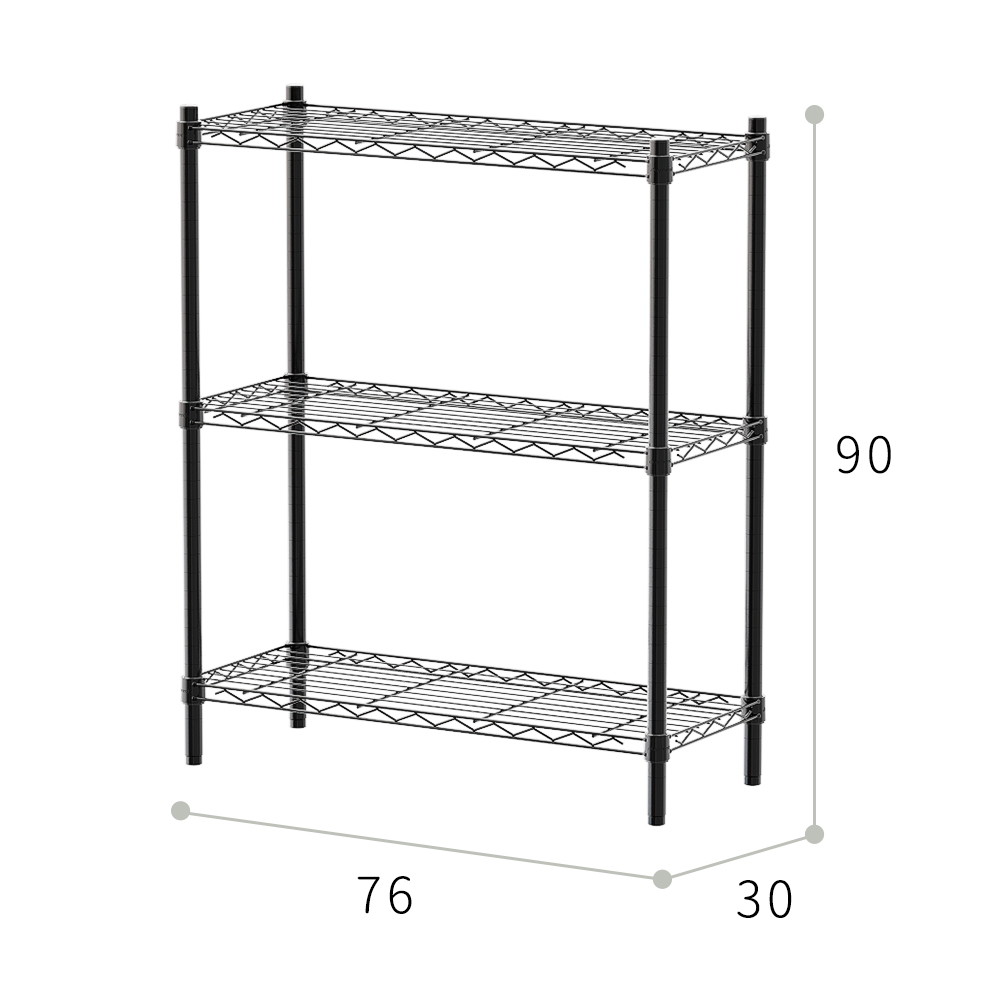 【Y HOUSE】76x30x90cm Lightweight Three-layer Iron Rack Iron Rack Shelf - Painted Black, , large