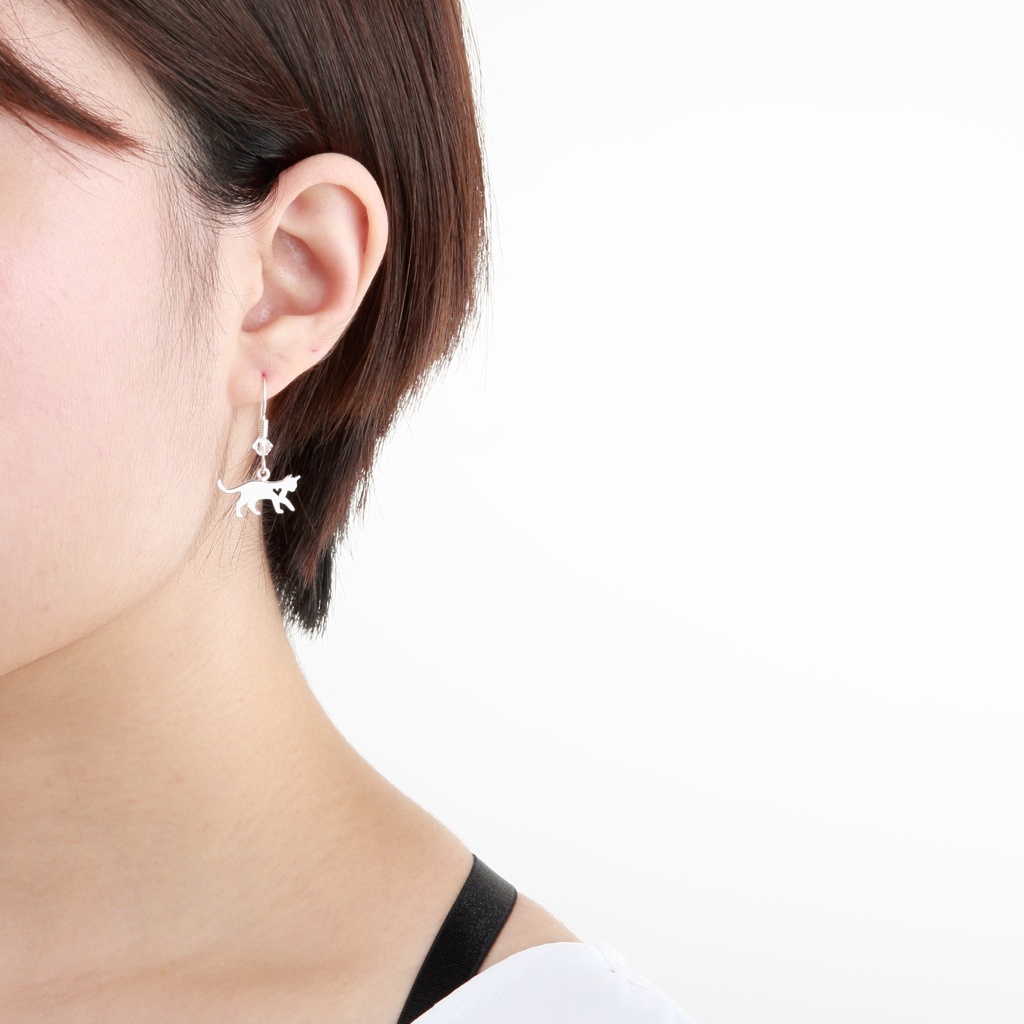 【Angel & Me】Love Cat s925 sterling silver earrings (changeable ear clips) gift, , large