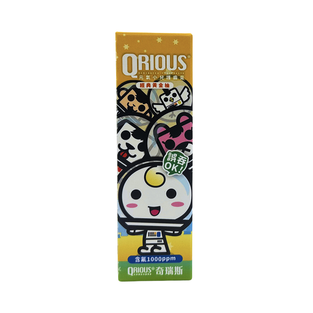 【QRIOUS 奇瑞斯】元氣小兒護齒膏 經典黃金柚/蜜蜜粉草莓 60gX3入組, , large