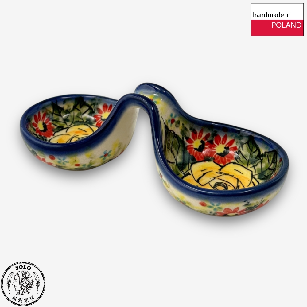 【SOLO歐洲家居】波蘭製 Cerraf 波蘭陶 14cm 分隔碗/醬料小碗 晨光黃薔系列, , large