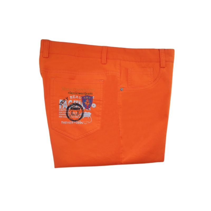 Summer Vibrant Orange Casual Shorts, , large