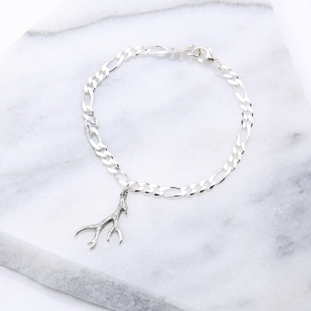 【Angel & Me】Deer Antler s925 sterling silver bracelet birthday gift, , large