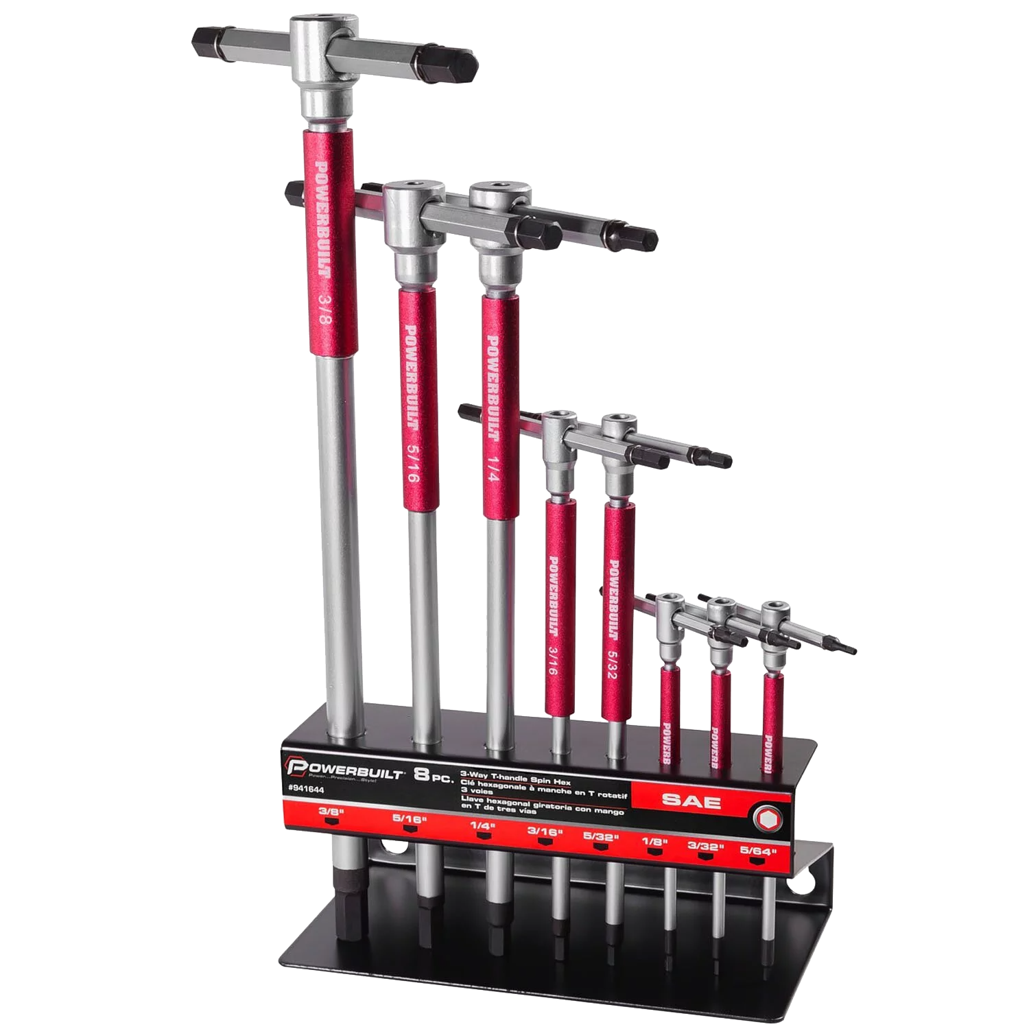 [寶力優 Powerbuilt] 3向T型 英制 板手組 L型板手 腳踏車修理工具 台灣製造/941644, , large
