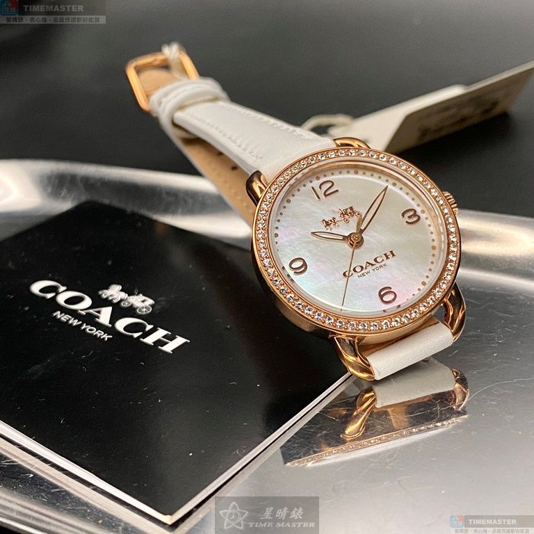 [星晴錶業]COACH手錶,28mm,CH00148貝母錶面玫瑰金錶殼白真皮皮革錶帶款, , large