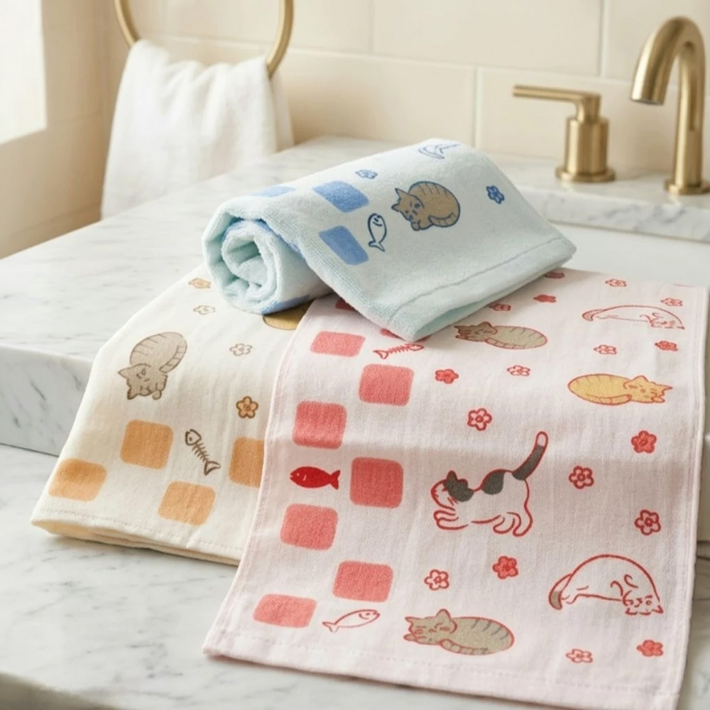 [Kaimei Cotton Industry] 12 in the group, random and excellent, MIT made in Taiwan, cute half-cotton, half-gauze children's towel, pure cotton, soft, comfortable and water-absorbent, , large