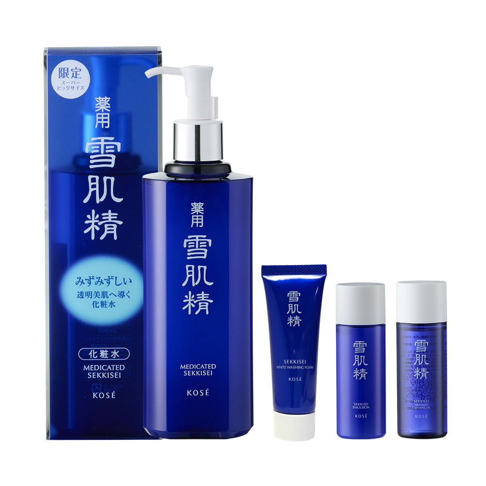 (免運)超值組【KOSE高絲】雪肌精化妝水500ml 加贈 (乳液30ml+淨透潔顏油33ml+洗顏霜25g) 公司貨, , large