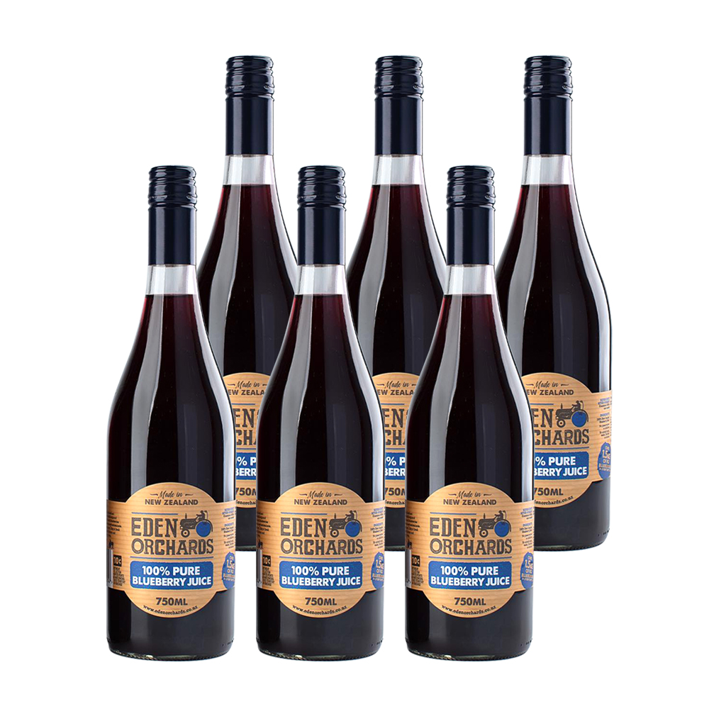 紐西蘭Eden Orchards 伊甸莊園100%純藍莓原汁750ml x6入組, , large