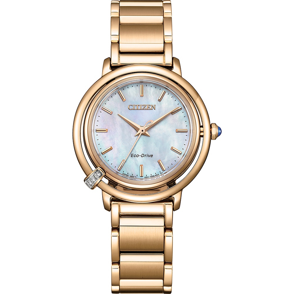 CITIZEN 星辰 L系列 曙光 光動能鑽石女錶 附贈皮革錶帶 EM1093-61D, , large