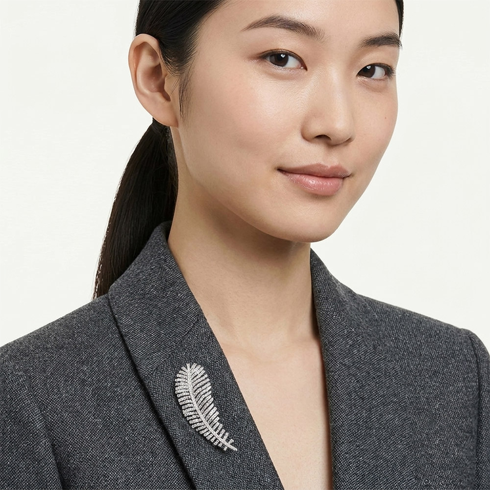 SWAROVSKI 施華洛世奇Vienna 天鵝羽毛胸針兼長型項鍊 雙用設計 送禮 禮物 推薦(5749209), , large