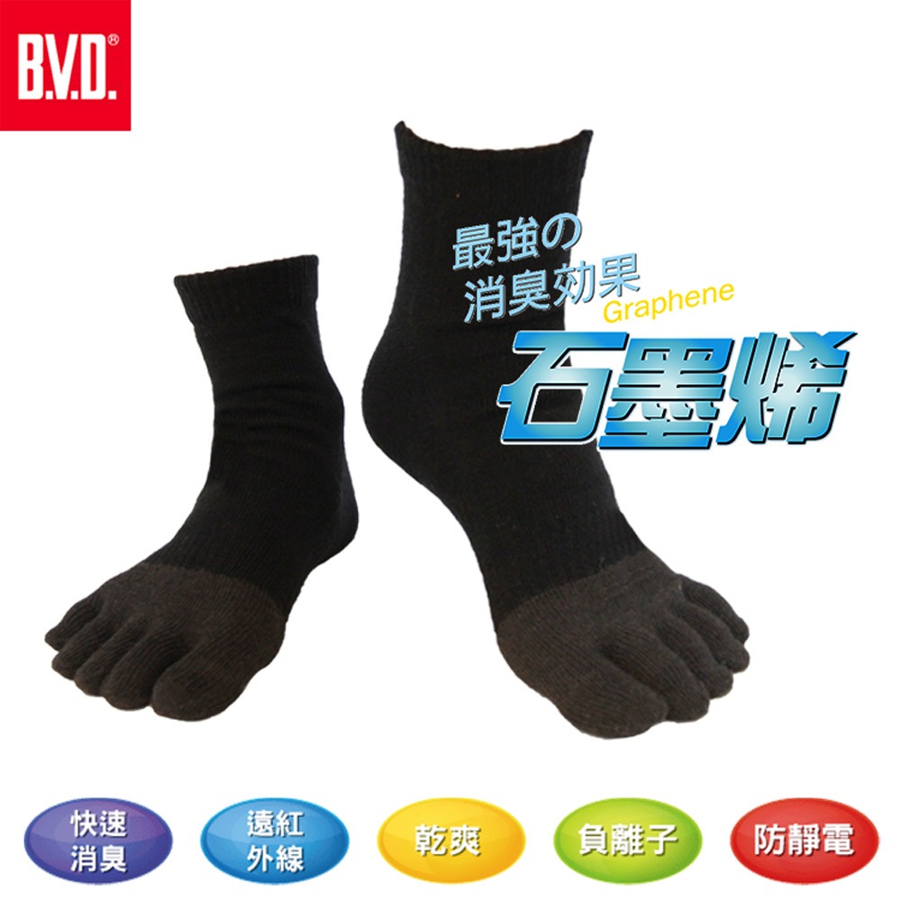 【BVD】石墨烯1乾爽五趾襪4入<灰>B584 襪子 短襪 除臭襪, , large