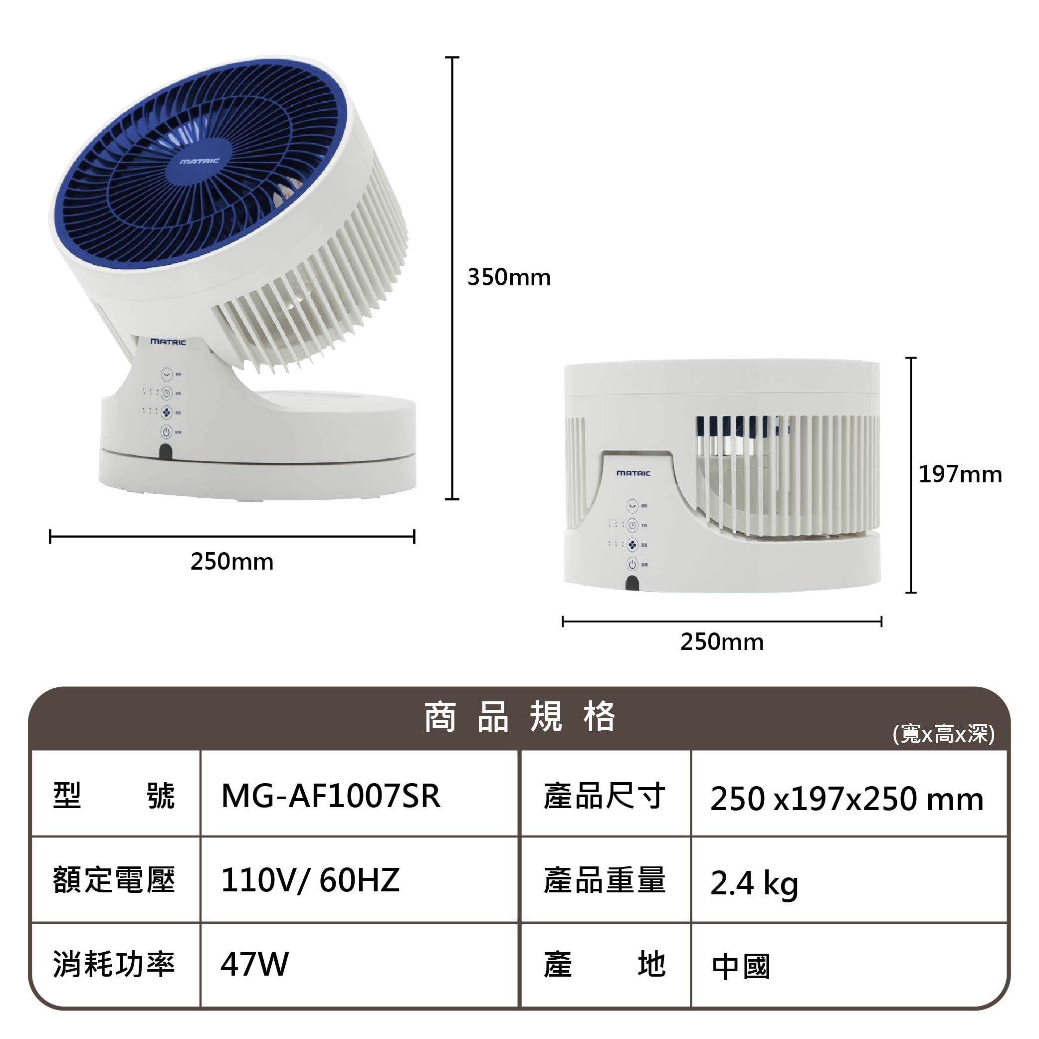鉅玉經典｜松木10吋美形旋風循環扇 DC循環扇 遙控器 三段風速 定時 擺頭 船艇式扇葉設計 MG-AF1007SR, , large
