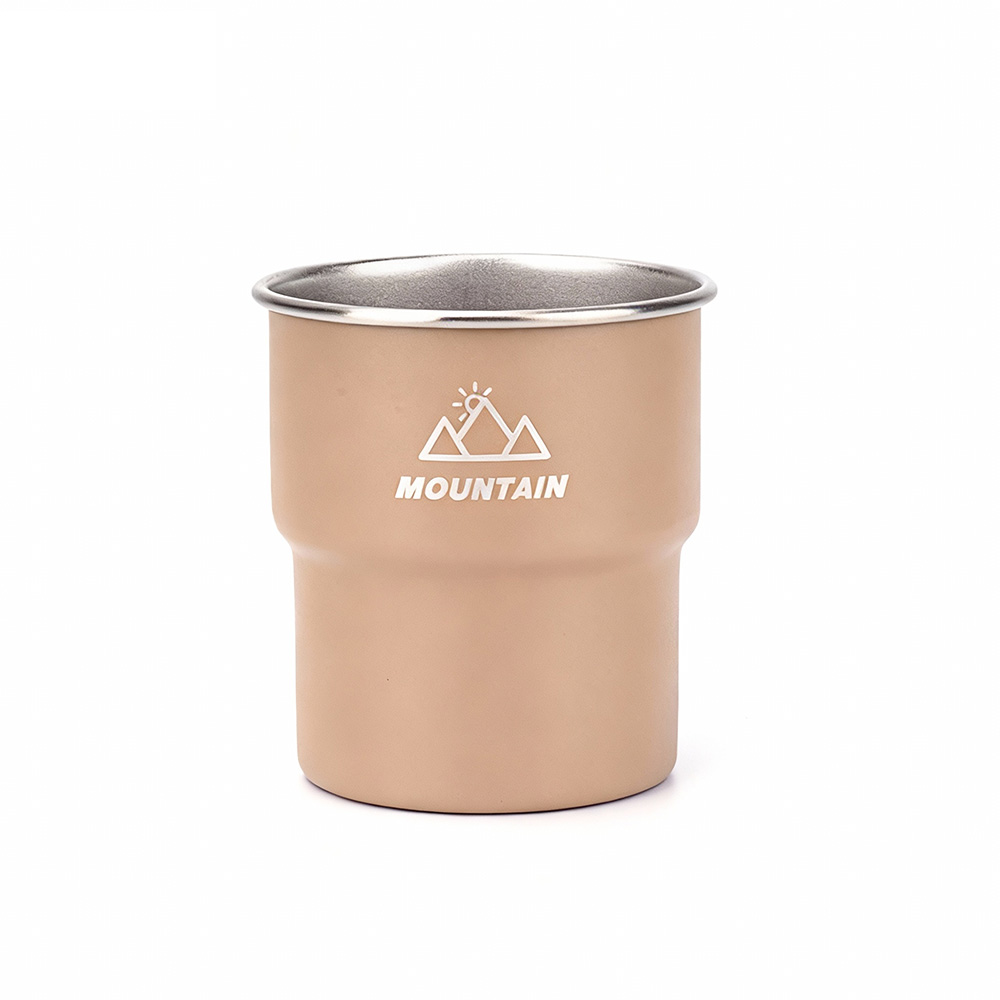 Lightweight stackable 304 stainless steel camping step cup, khaki, 1 piece (outdoor step cup, camping stackable cup, lightweight drinking cup, camping portable cup), , large