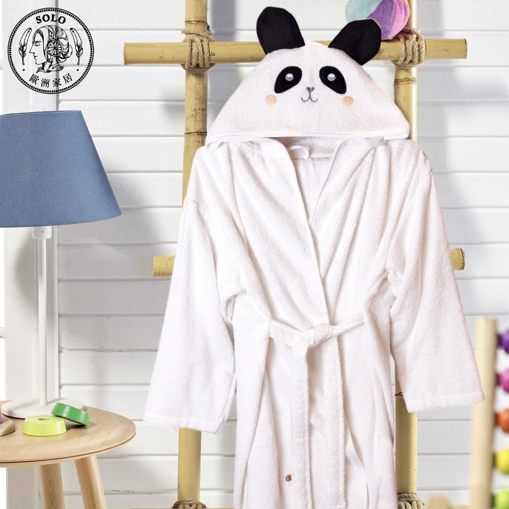 【SOLO Vintage】Bathrobe Panda White Kid 3-4y, , large