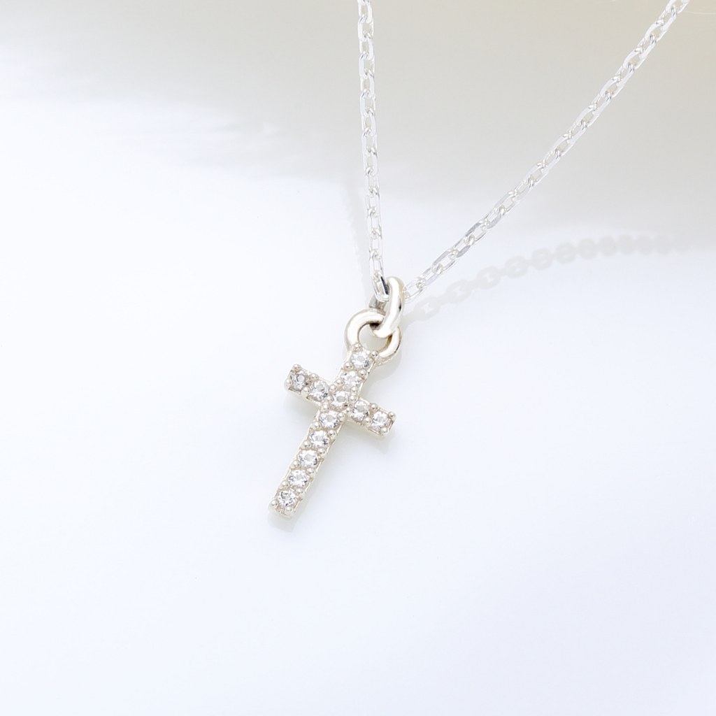 【Angel & Me】5A CZ Cross s925 sterling silver necklace Faith God Jesus gift, , large