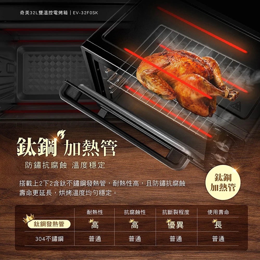 CHIMEI 32L Dual Temperature Control 360&deg; Cyclone Baking Independent Fermentation Oven EV-32F0SK, , large
