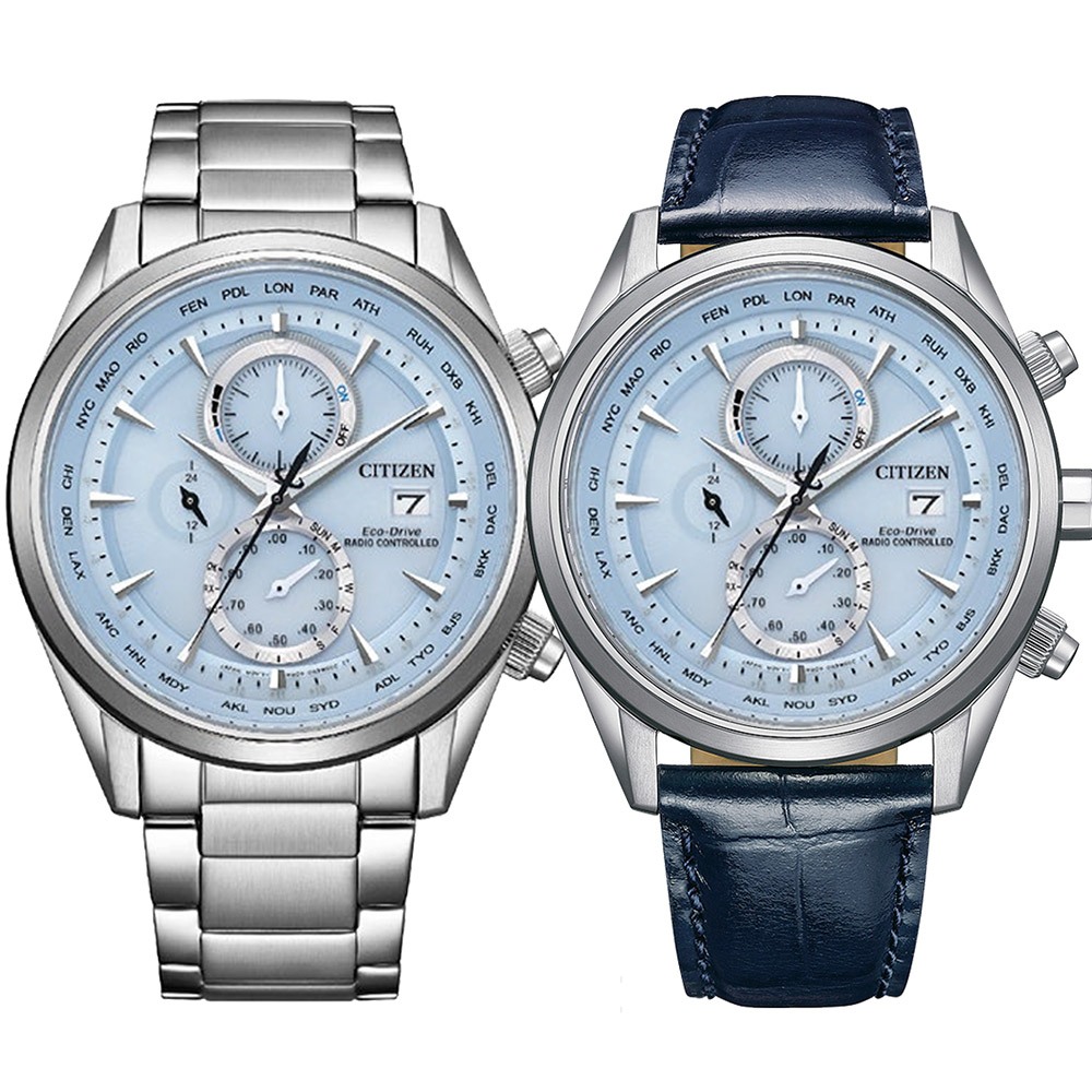 CITIZEN 星辰 聖誕節推薦款 空中之鷹光動能全球電波手錶 附贈海軍藍小牛皮錶帶 AT8260-69M, , large