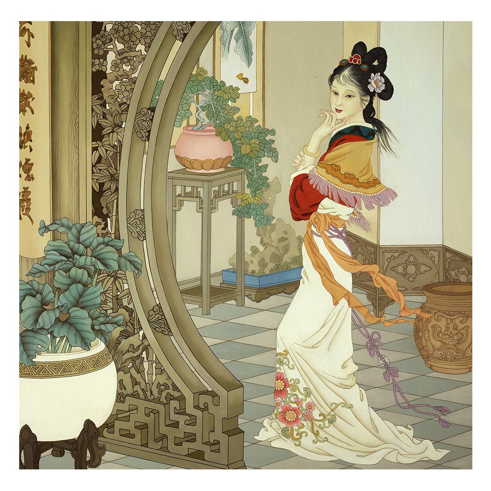 【御畫房】仕女圖 國家一級畫師手繪油畫80&times;80cm(VF-186), , large