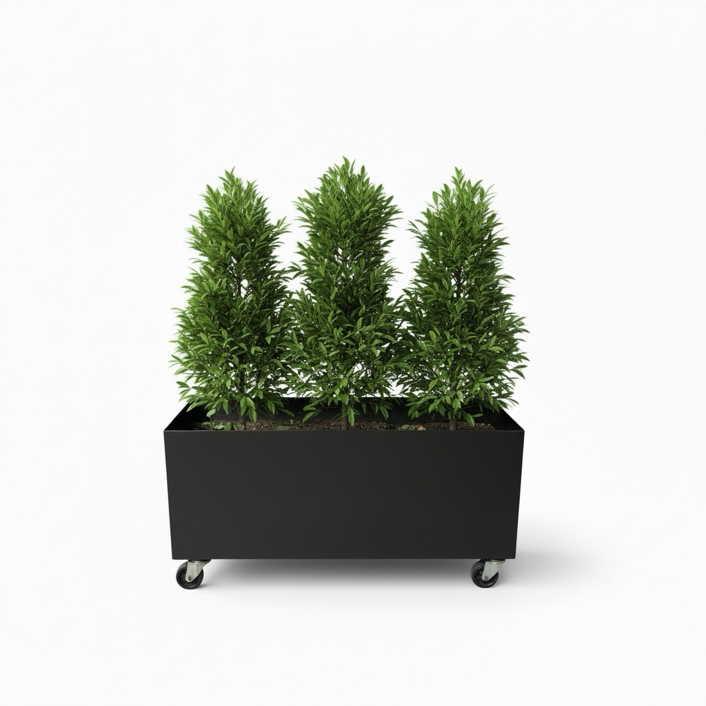 【 SHAONIANNA.TW 】黑色鐵製長型花槽 花盆 花箱 附滑輪 可移動 種植箱 陽台花盆 戶外植栽箱, , large