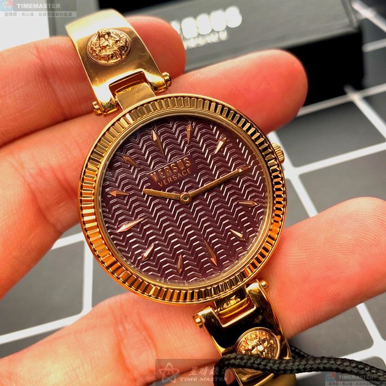 [星晴錶業]VERSUS VERSACE手錶,34mm,VV00302香檳紅錶面玫瑰金錶殼玫瑰金色精鋼錶帶款, , large