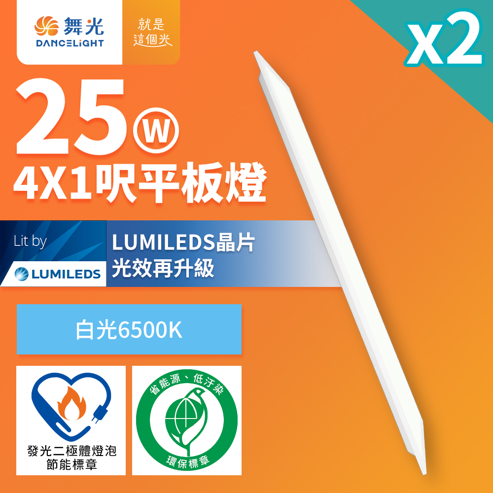 DanceLight舞光 2入組 節能環保雙認證 LED柔光平板燈 4呎X1呎 25W 輕鋼架面板燈(白光D-41PD25D-EGR1), , large