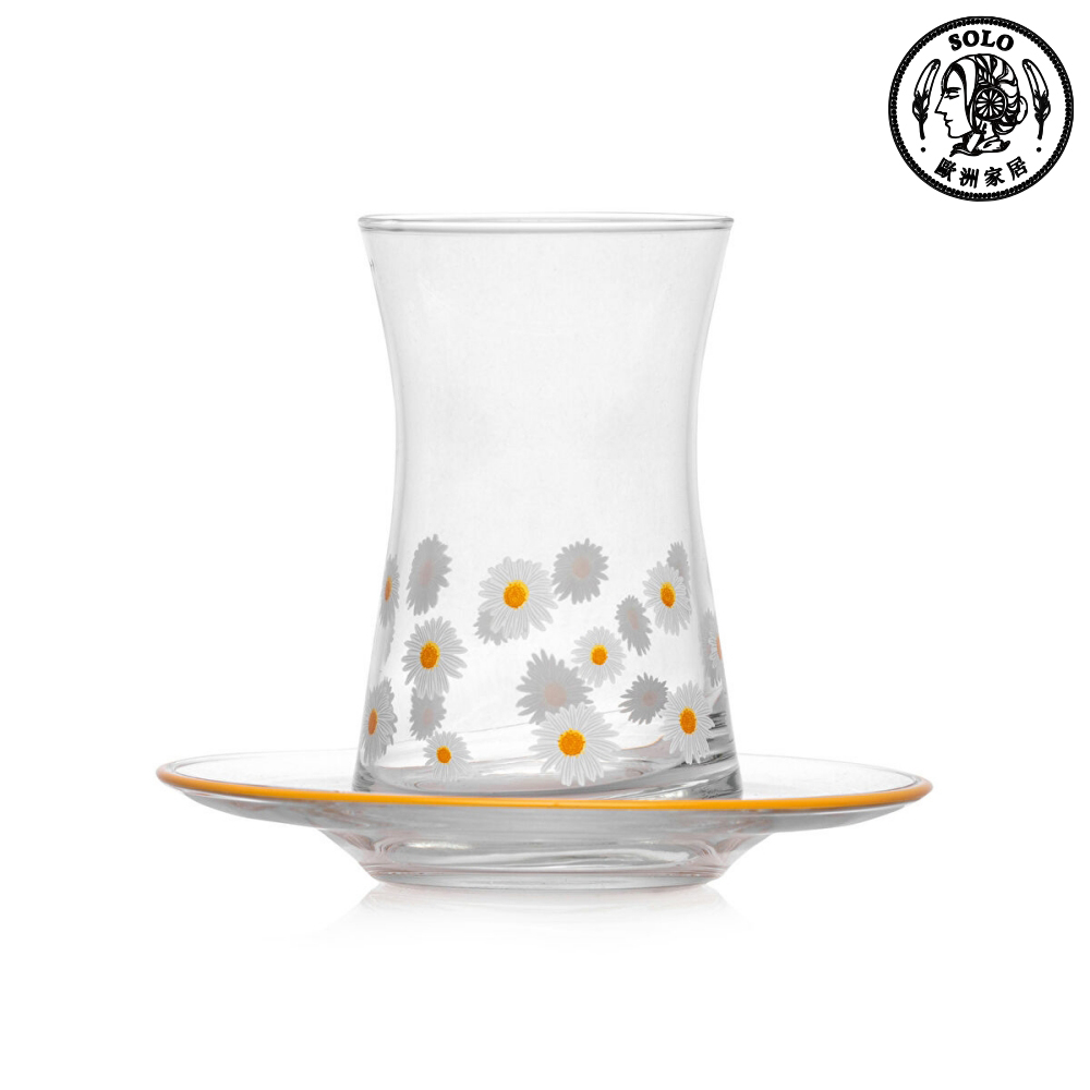 【SOLO Vintage】LCW Home 130ml Daisy Garden Glass Tea Cups Set Made in Turkey, , large