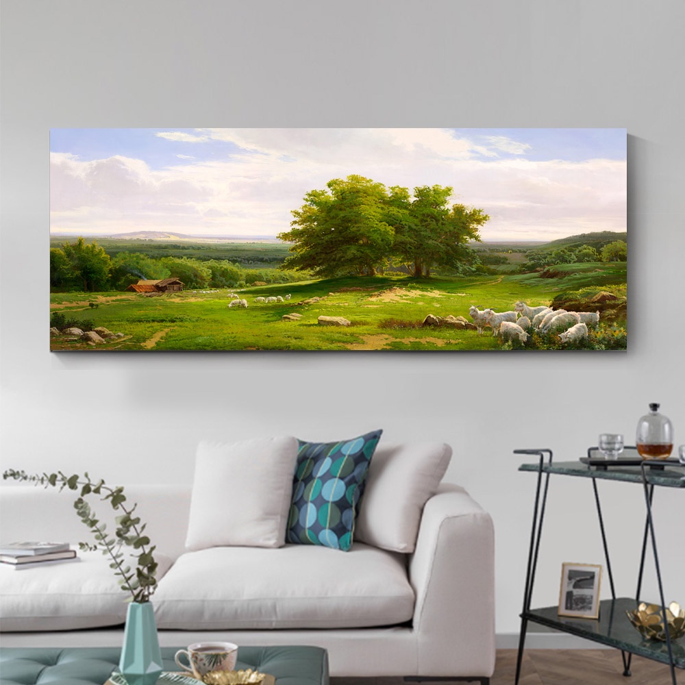 【御畫房】一碧千里 國家一級畫師手繪油畫60&times;120cm(VF-55), , large