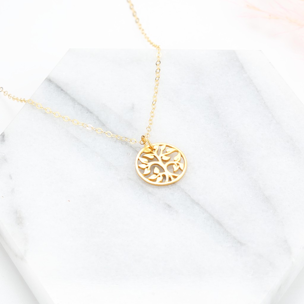 【Angel & Me】Tree of Life s925 sterling silver 24k gold plated necklace gift, , large