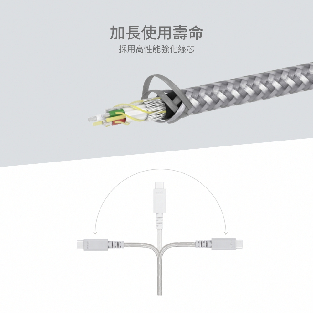 Moshi Integra USB-C to USB-C 240W/480Mbps 充電傳輸編織線 (2m), , large