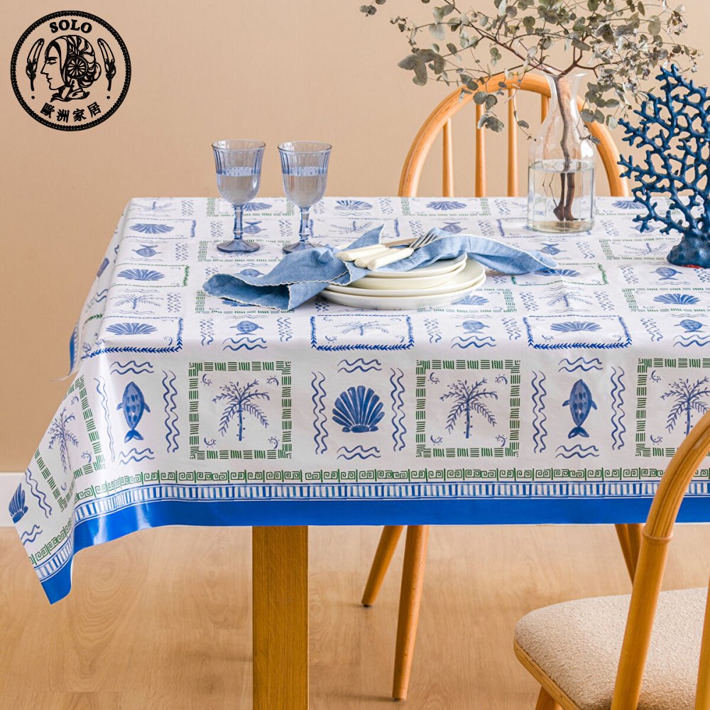 【SOLO Vintage】LCW Home 140x180cm Mediterranean Coastal Style Table Cloth Waterproof, , large