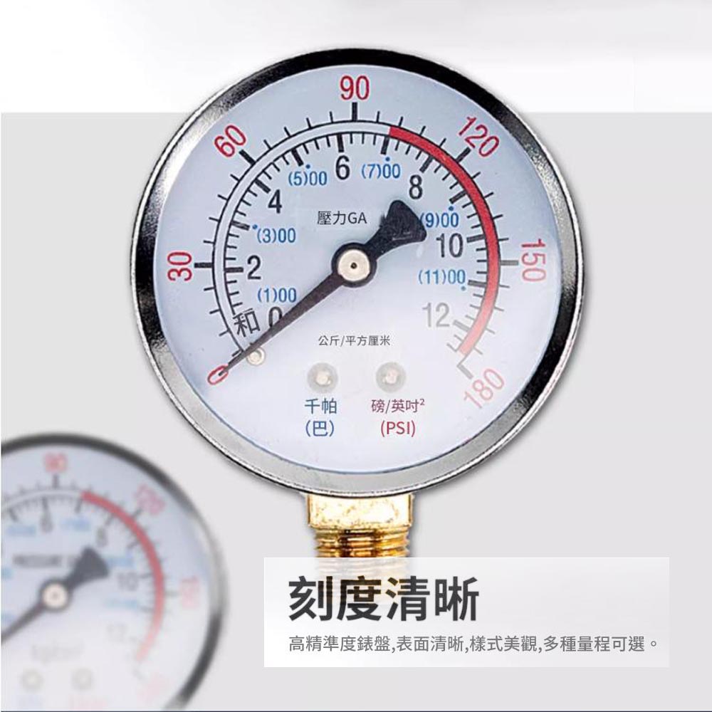 Y40 Horizontal 1-Minute Pressure Gauge, , large