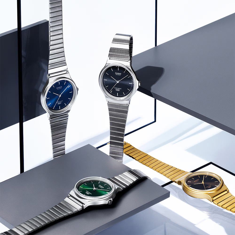 CASIO 卡西歐 經典指針不鏽鋼錶帶手錶-黑x金 學生錶 考試錶 女錶 送禮 禮物 推薦(MQ-24GA-1A), , large