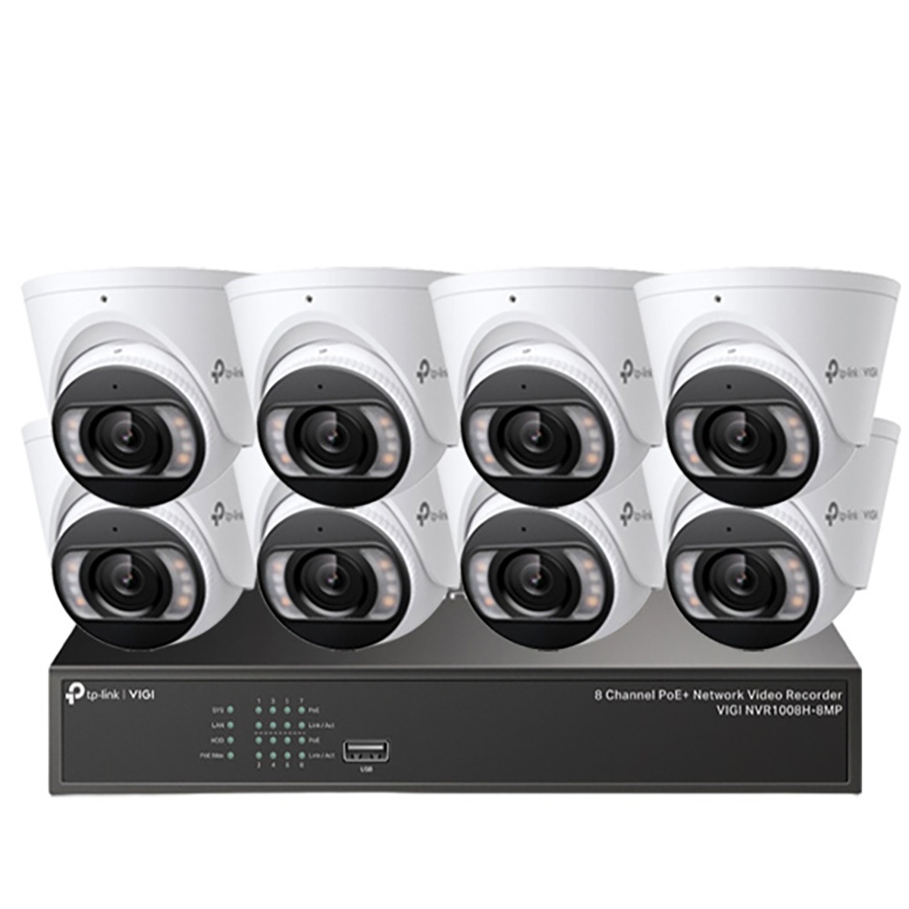 TP-LINK昌運監視器組合 VIGI NVR1008H-8MP 8路主機+VIGI C455 5MP全彩網路攝影機*8, , large