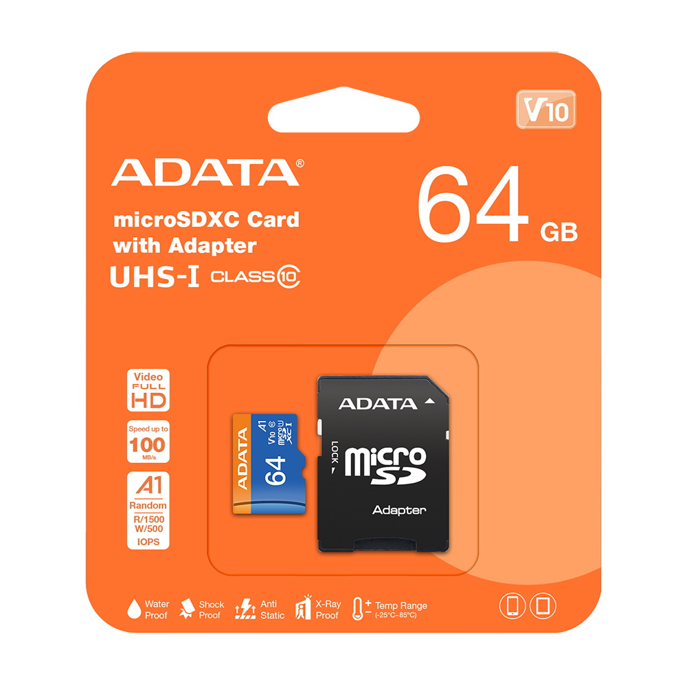 【ADATA 威剛】64G micro SDXC UHS-I V10 A1 CLASS10 U1 記憶卡, , large